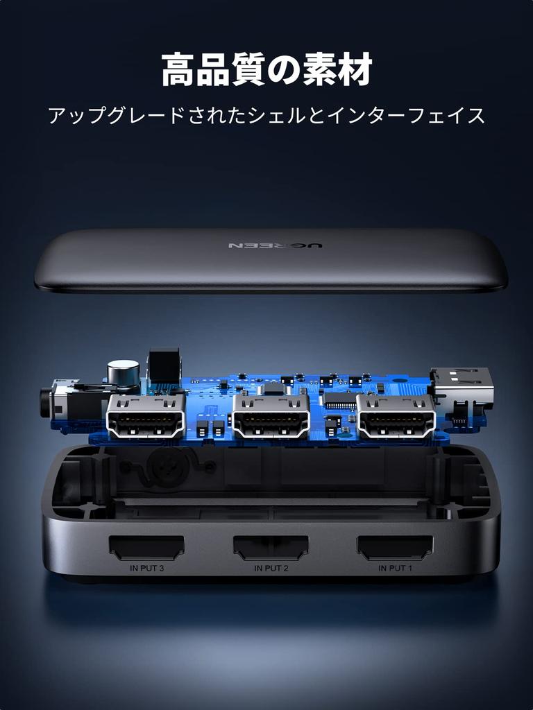 UGREEN HDMI Switcher HDMI Selector 3 Input 1 Output with Remote Control 4K HDR CEC 3D Compatible PS5 PS4 PS3 WiiU Xbox TV Stick Player TV Projector