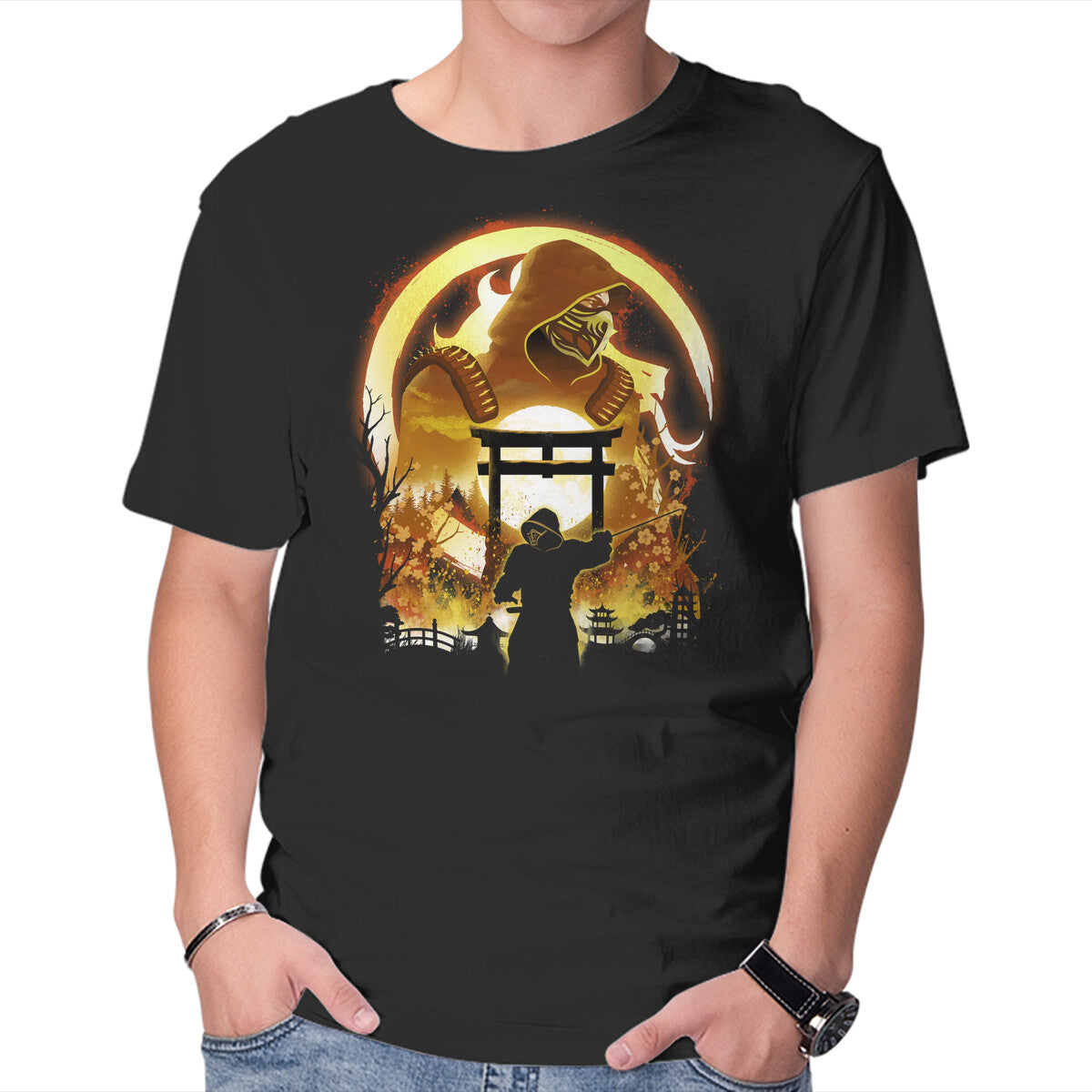 Unisex Crew Neck T-Shirt The Hell Ninja Graphic Short Sleeve Casual Tee L