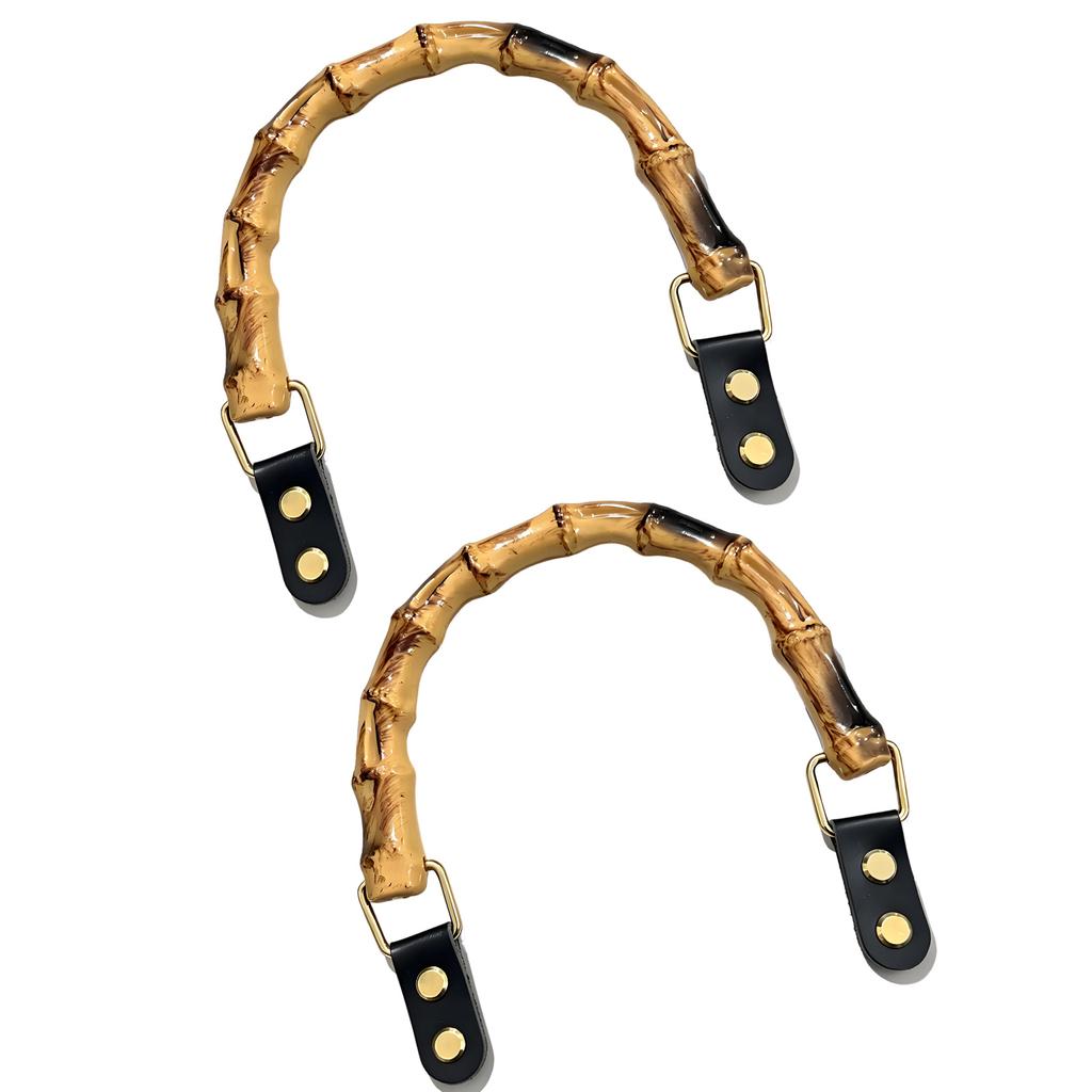 2Pcs Bamboos Curved Bag Handle Strap Replacement Easy Install For Enhancing Comfort And Styles For Fashionable Women