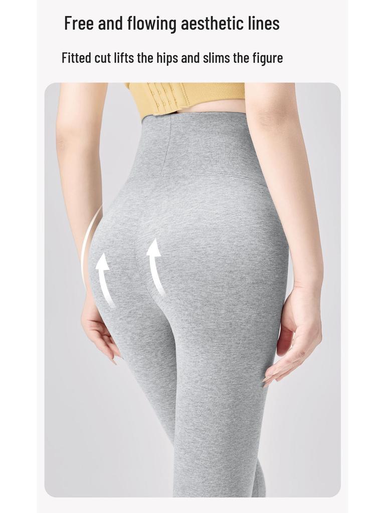 Plus Size Women's High Waist Thermal Cotton-Wool Pants - Antibacterial, Autumn/Winter Base Layer