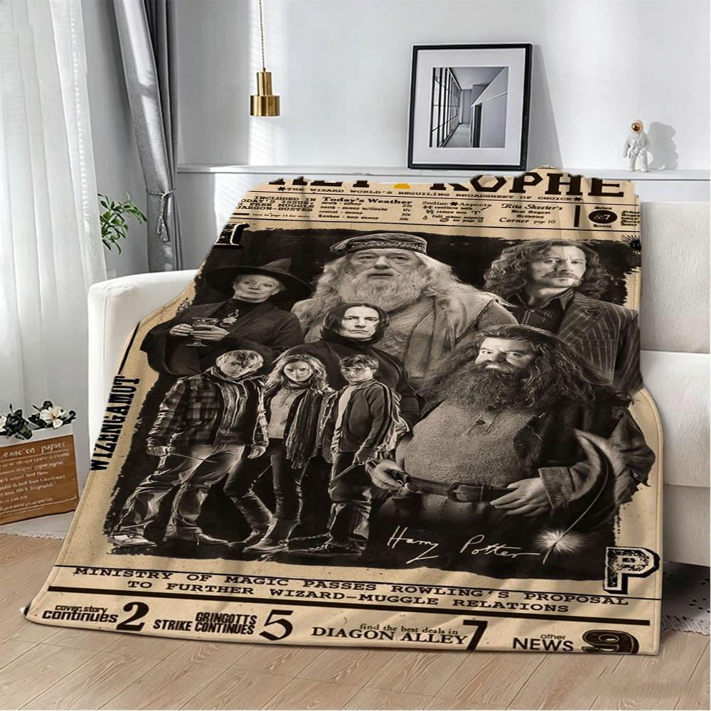 H-Harry Potters Cartoon Movie 3D Flannel Blanket Soft Throw Blanket Art for Home Decor Bedroom Bed Sofa Picnic Cover Kids Gift