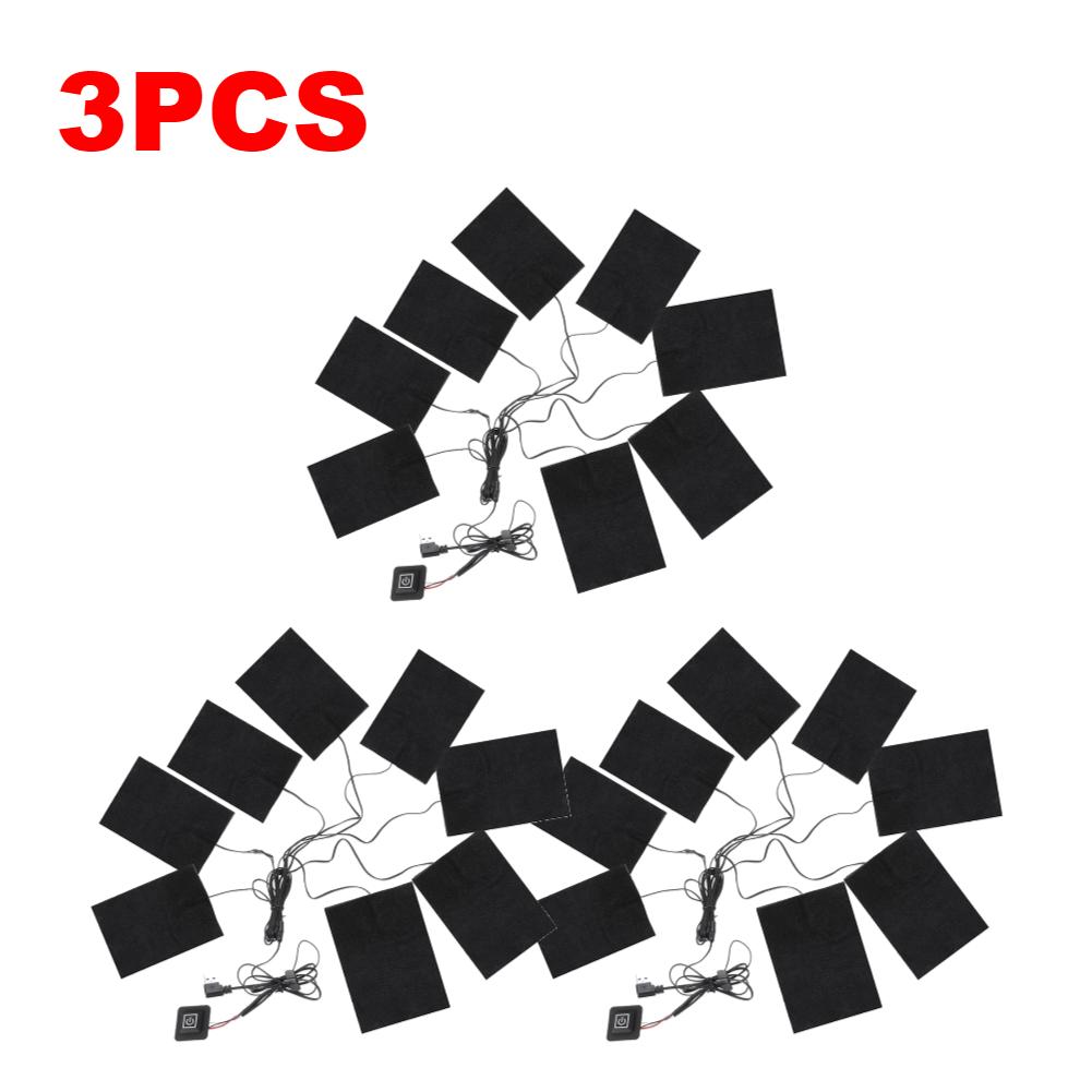 1-5PCS Jacket Heater Pads Electric Heating Clothing Warmer 3 Levels Heating Warmer Pad For Winter Outdoor Skiing Camping Hiking