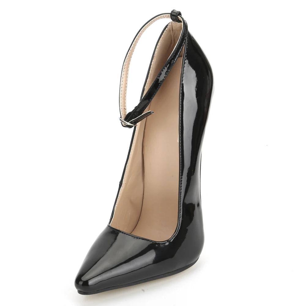 18cm Super High Heel Pumps Women Stiletto Pointed Toe Ankle Straps Sexy Shoes Big Size 36-46