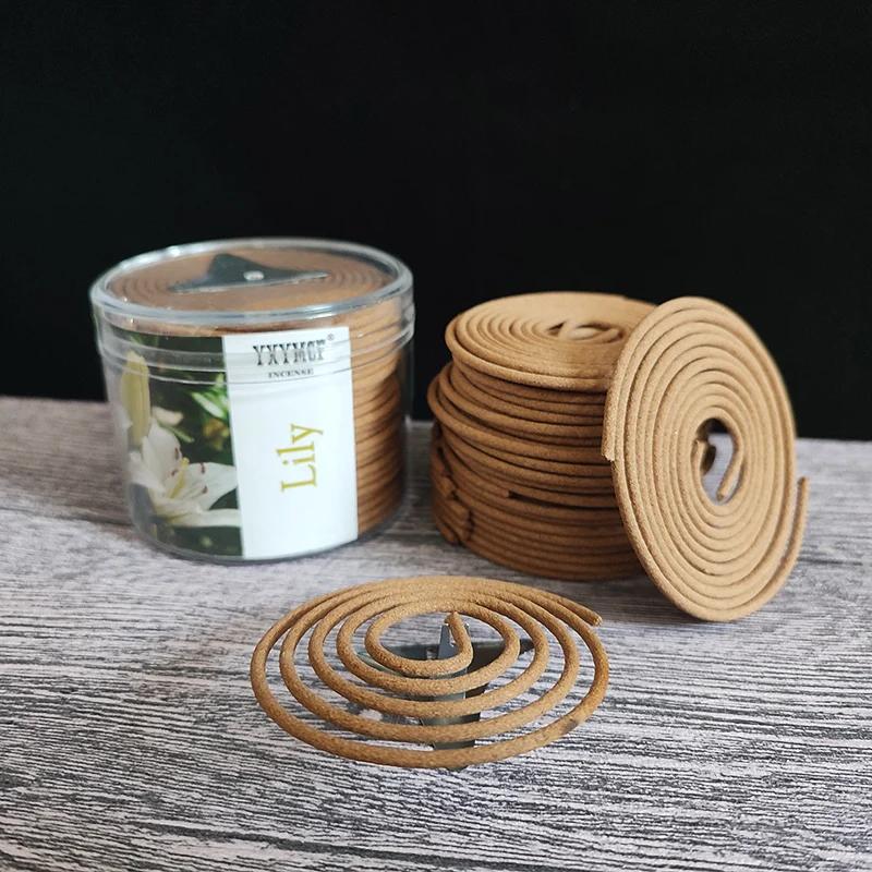 Encens en Spirale Bois de Santal Naturel 48 Plaques/boîte Lavande Jasmin Rose Parfum Aromathérapie Intérieur Brûleur Indien Bouddhiste