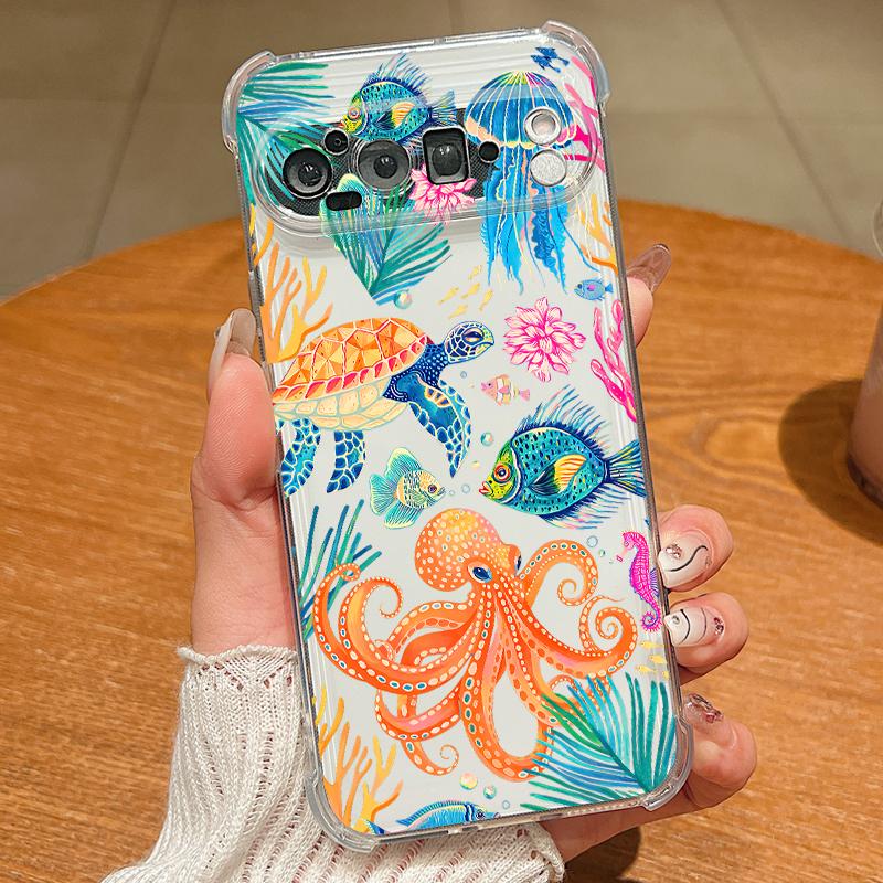 

Octopus Starfish Pattern Case For Google Pixel 9 Pro XL 9A Shockproof TPU Silicone Clear Soft Cover Google Pixel 9 Pro XL