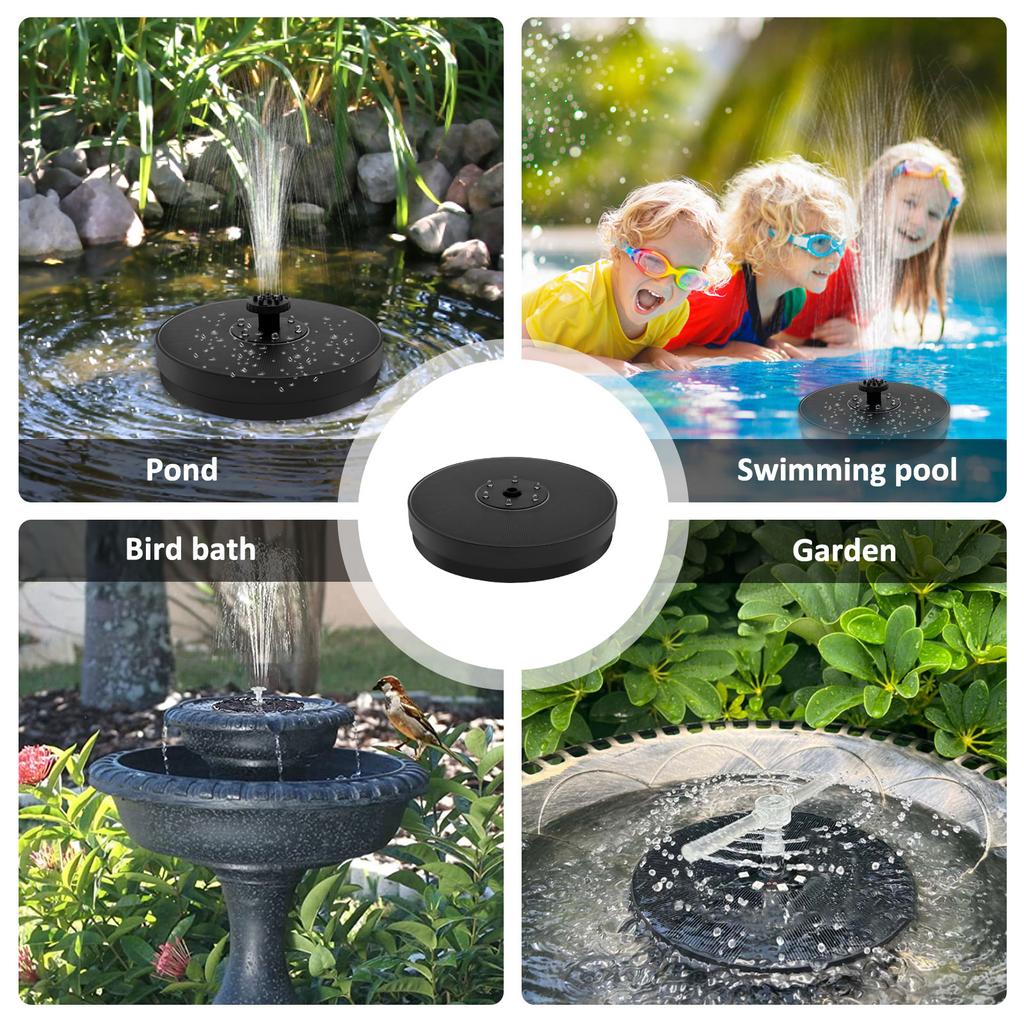 Color LED Solar Fountain Pump Bird Bath Pool Pond Garden Outdoor With 7 Nozzles 3W Solar Waterfall Water Powered Fountain