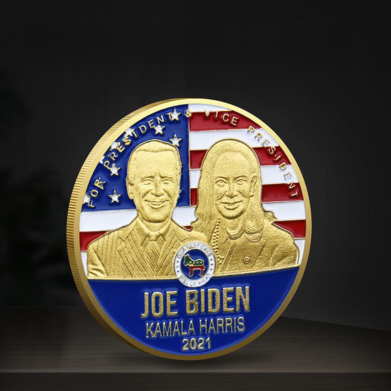 Foreign commemorative coins, Biden commemorative coins, BIDEN HARRIS commemorative coins золотой