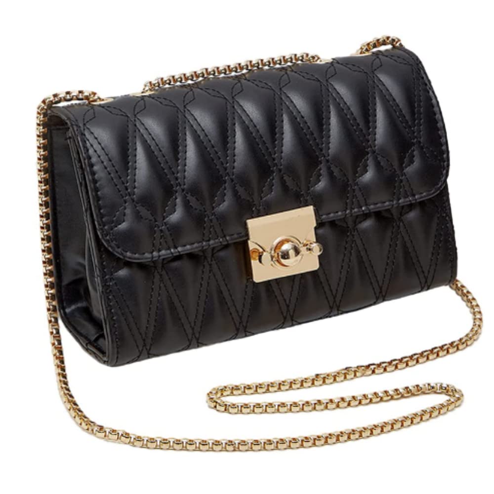 

Женская сумка через плечо ORIJIRI на цепочке, стильная и милая сумочка-клатч из ПУ-кожи (черный)