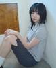 Mihebeu Check Puff Short Sleeve Blouse Gray