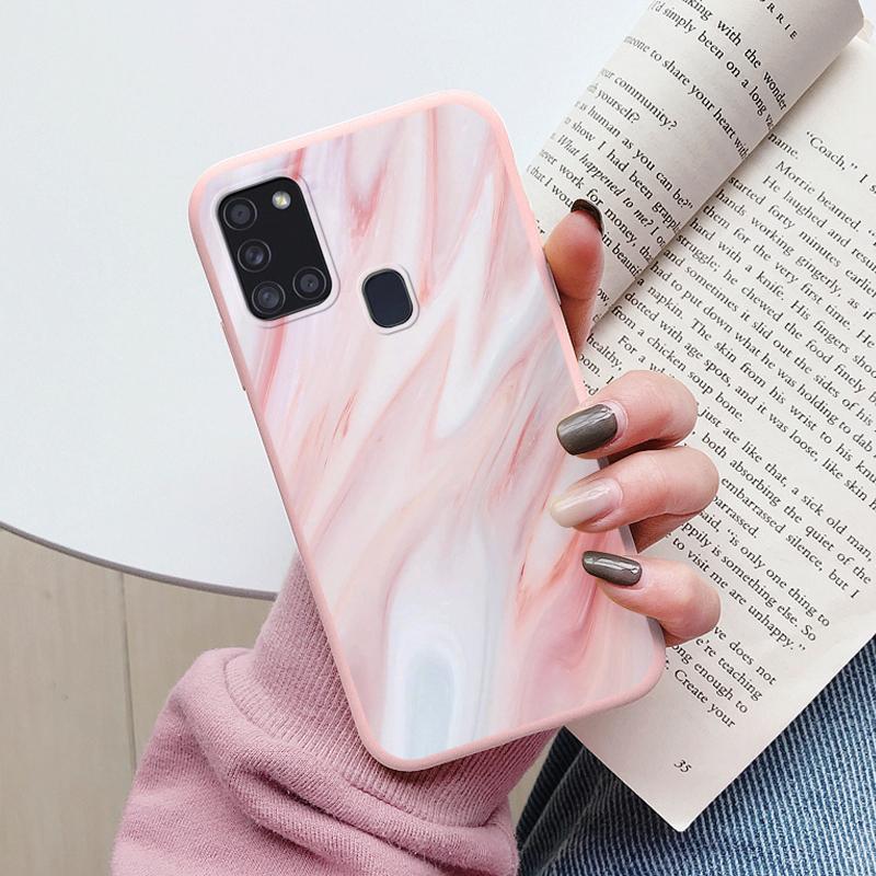 Case For Samsung Galaxy A21S Back Cover Protective Silicone Fundas Fashion Marble Stone Texture Coque For Samsung A21S Capa