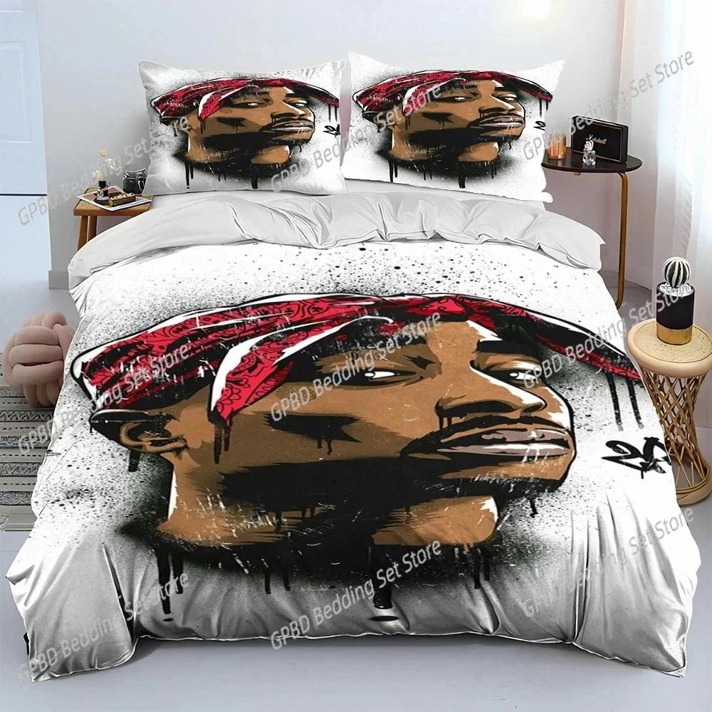 Set Biancheria da Letto Hip Hop Art Rapper Leggenda Stella Camera da Letto Morbido Copriletto Moderno Copripiumino Confortevole Coperta Trapuntata E Federa