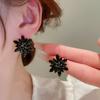 Luxury Shiny Pink Zircon Flower Stud Earrings for Women Exquisite Elegant Temperament Earrings Wedding Party Jewelry Gift