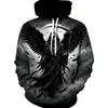 Halloween American Men's New Autumn Horror Skull Print Micro Elastic Comfortable Hooded Sweatshirt Ooutdoor Street Style Top