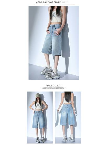 2025 Summer High Waist Denim Shorts - Women's Retro Hong Kong Style Fashion