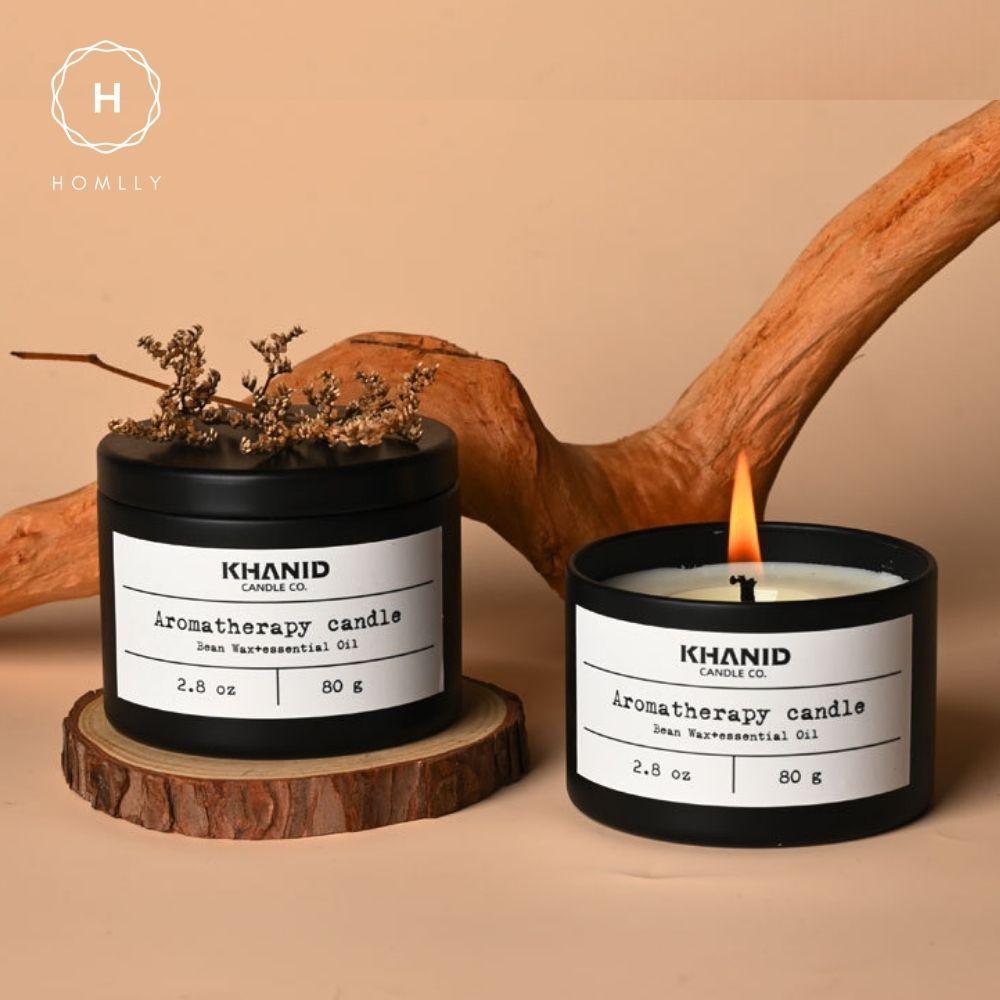 Homlly Khanid Collection Soy Wax Aroma Candles Black Travel Tin (80g) (X2PCS)