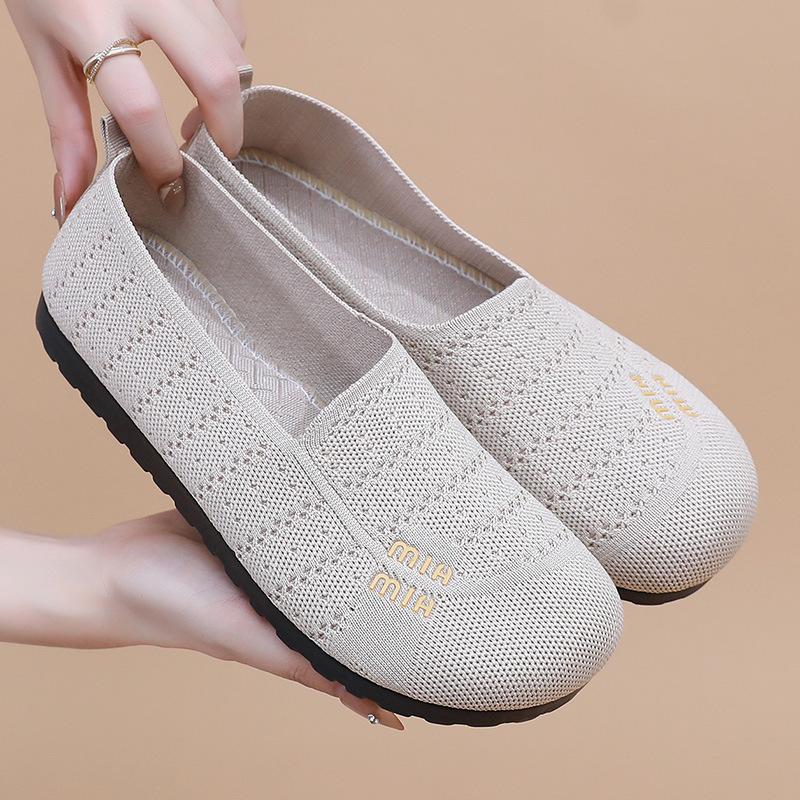 

Обувь Женская Тканевая Обувь Летающее Плетение Мода Дышащая Нескользящая Легкая Женская Обувь Повседневная Обувь для Мамы Плоские Одинарные Туфли 41