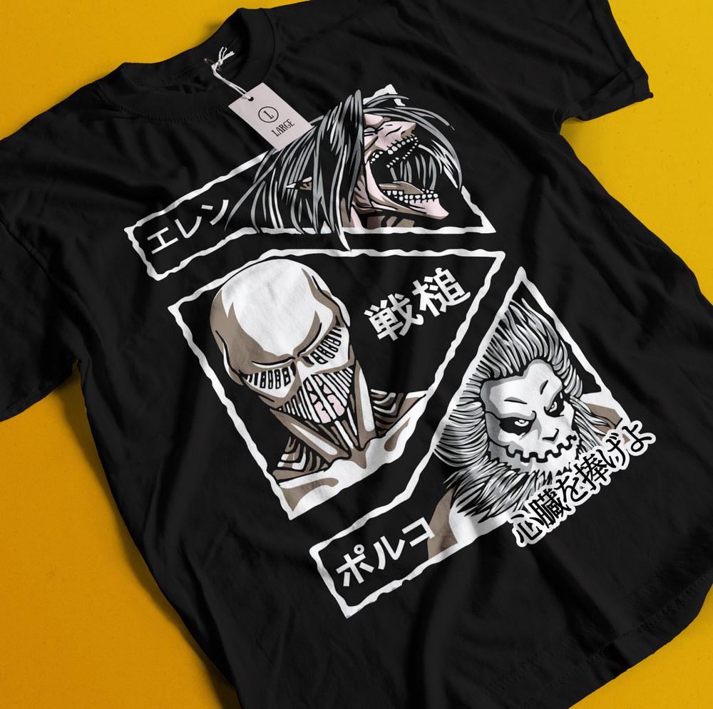 

Attack On Titan Shirt Eren Mikasa Tshirt Levi T-Shirt AOT Warhammer Jaw Armin 3XL