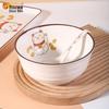 Five Harmony A5 Melamine Food-Grade Tableware: Lucky Cat Drop-Resistant, Easy-Clean Bowls, Plates, and Dishes for Home Use
