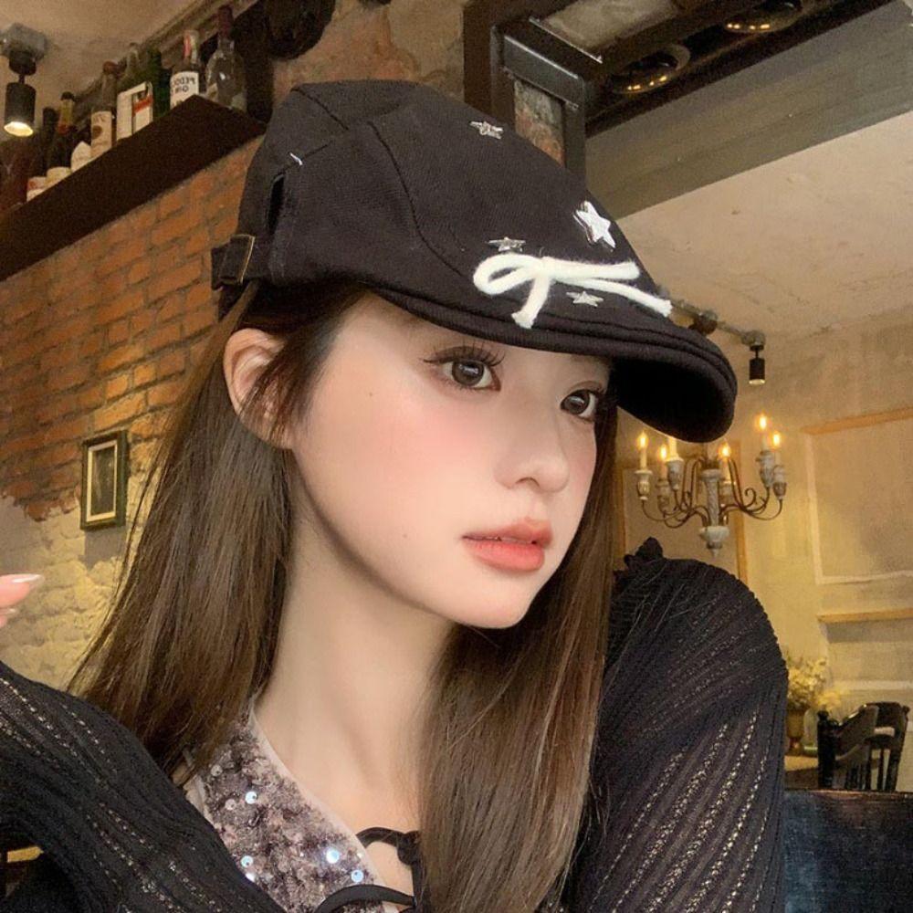 Cotton Retro Star Forward Berets Korean Style Female Artist Hat Japanese Y2k Painter Hat  Girls