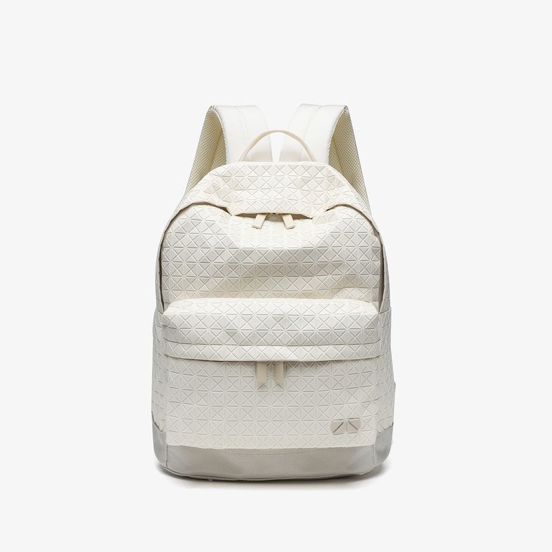 

Japan Trendy Geometric Rhombus Backpack Silicone Schoolbag Men s and Women s Same Large Capacity Backpack Creamy White