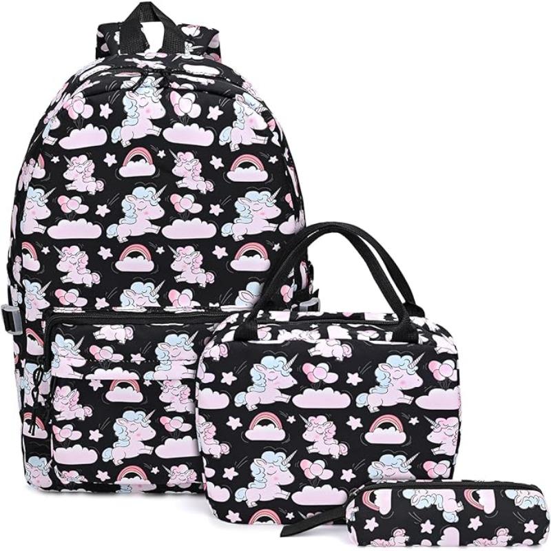 Kids Backpack Sets For Girls Boys Unicorn Backpack 3 In 1 Lightweight Bookbags Large Travel Rucksack With Lunch Bag Pencil Case