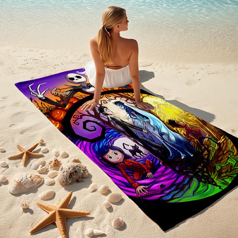 1pc C-Coraline (2) Beach Towel, Comfortable and Thick, and Swimming/Bath/Picnic/Camping Towel, Suitable for Seaside Beaches