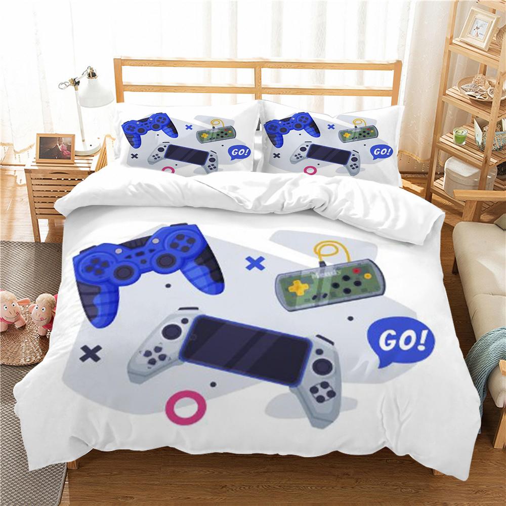 Set husă de cuvertură 3D Gamepad cu imprimare husă de pilota Poliester Textile pentru casa Băieți Fete Față de pernă de o singură dimensiune