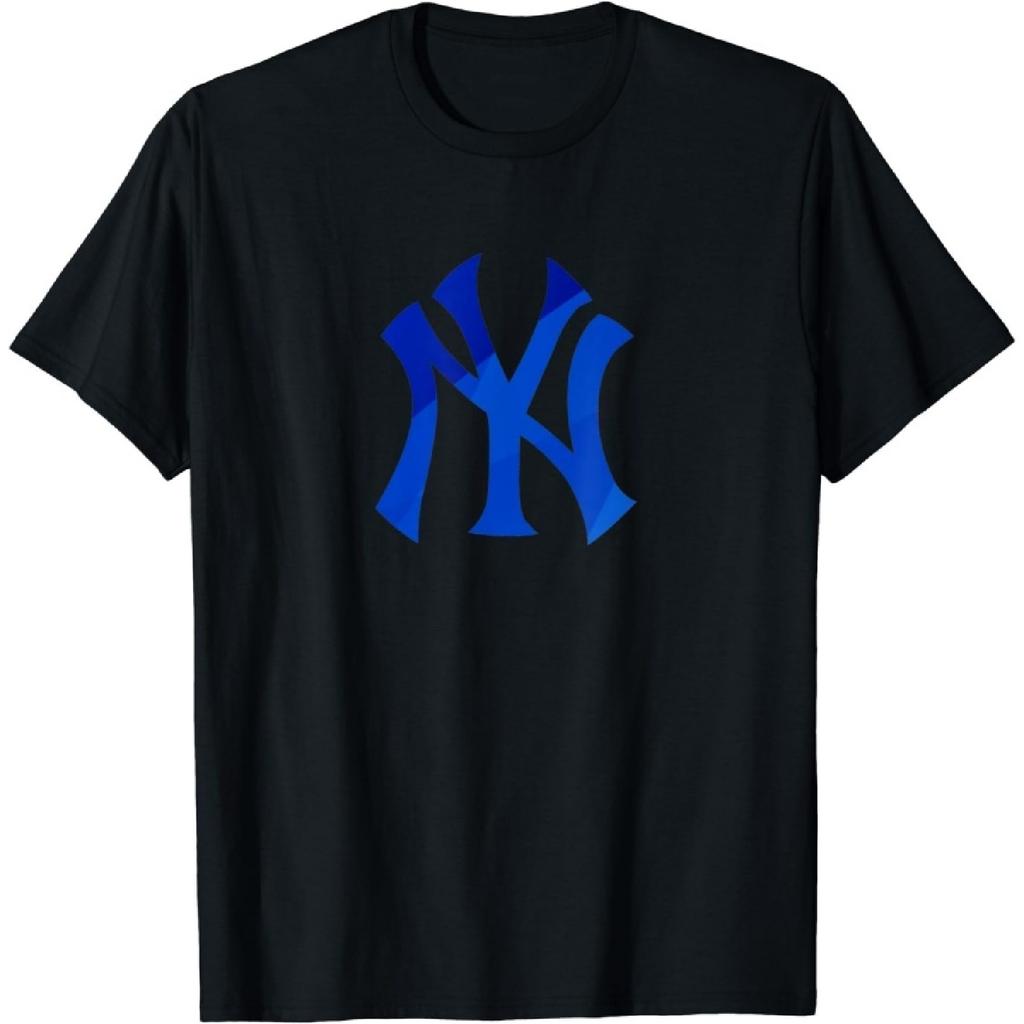 HERSIL New York NY Logo Blue Gradient Fresh Design T-Shirt (Black, M)