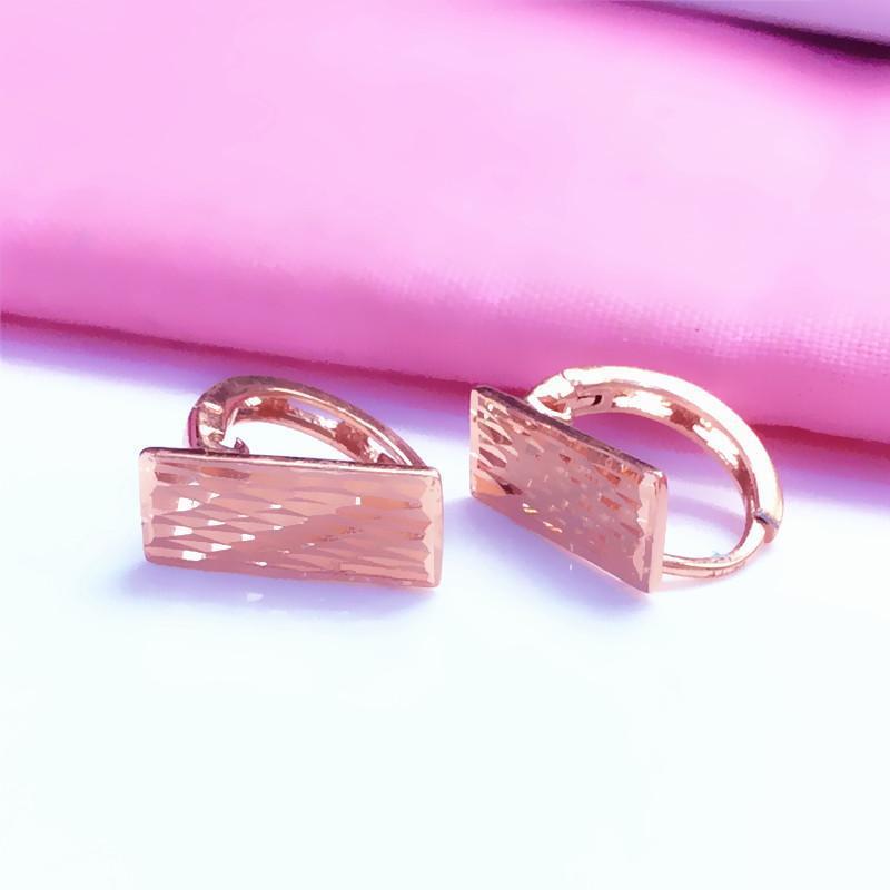 Фиолетовые Золотые Блестящие Квадратные Серьги, Иностранная Личность Темперамент, Модный Цвет Позолоченные Серьги-Гвоздики Rose Gold