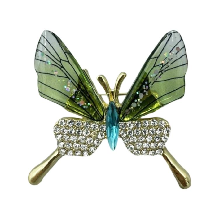 

Artistics Butterfly Brooch With Intricate Rhinestones Detail Versatile Wear for Jackets Hats Bags Special Occasions смарагдовий/зелений