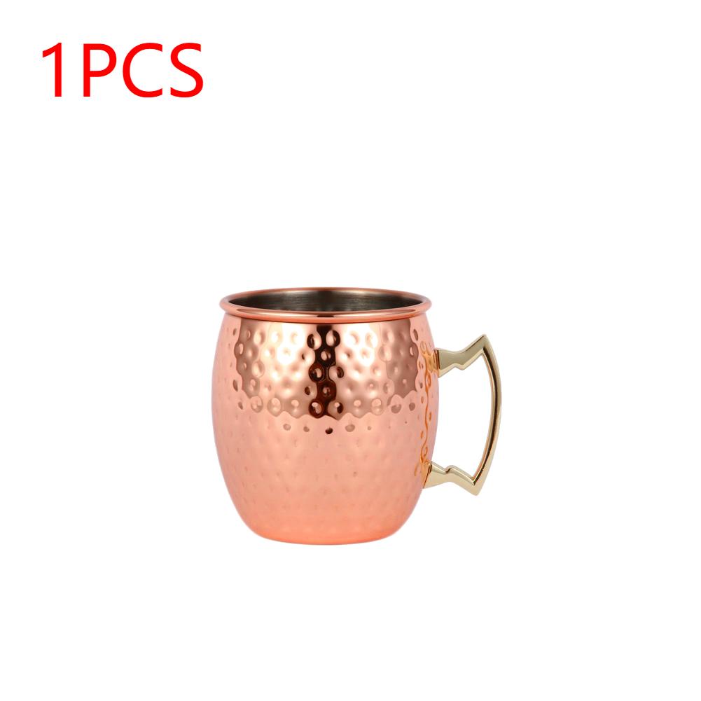 

8-1PCS 500ML Moscow Mule Copper Mugs Metal Mug Cup Stainless Steel Copper Goblet Anti-fall Wine Cup Champagne Party Bar Tool 500-600ML