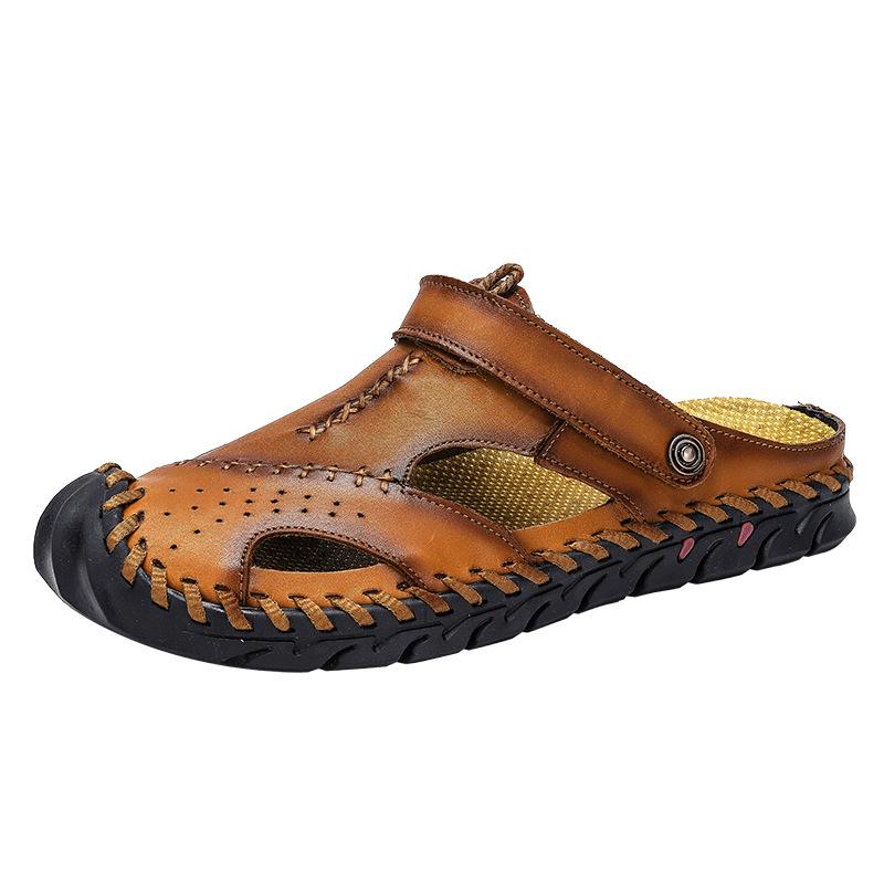 Fashion 2024 New Summer Men's Sandals Soft Comfortable Breathable Leather Sandals Men Outdoor Beach Sports Sandals Plus Size Men's Shoes