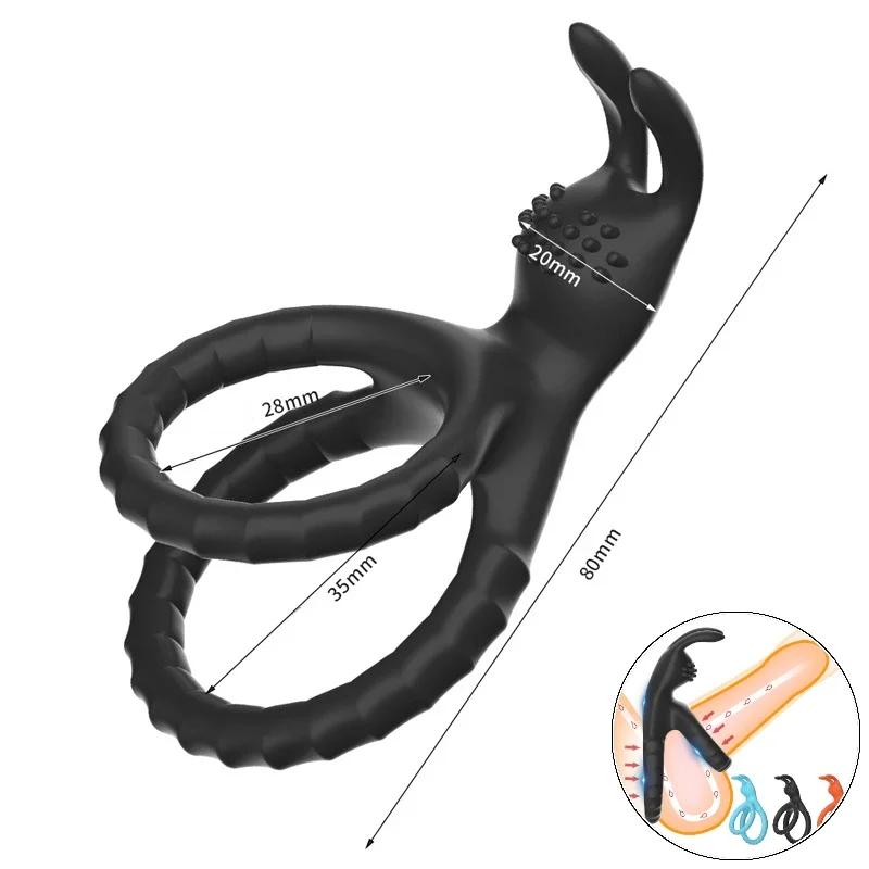 Cock Rings Silicone Ball Stretcher Delay Ejaculation TPE Penis Ring for Men Sex Toys Adjustable Semen Lock Ring SM Penis Sleeve