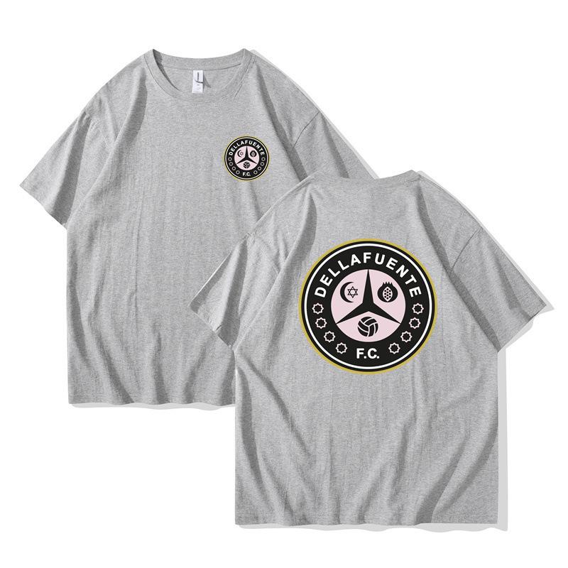 

Dellafuente Summer Men s and Women s Pure Cotton Short Sleeve DLFC Football Club Emblem Fashion T-shirt Harajuku Unisex L
