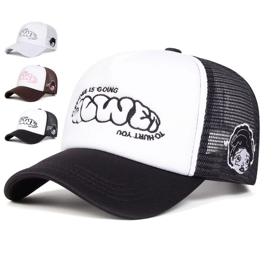 Sunscreen Hat Baseball Cap Letter Embroidery Snapback Cap Sunscreen Cap Trucker Cap  Men Women