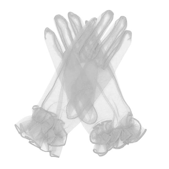 

Жіночі прозорі короткі рукавички з воланами з тюлю, ретро-стиль, весільні, для випускного, вечірні, косплею, вечірки, сценічного костюма