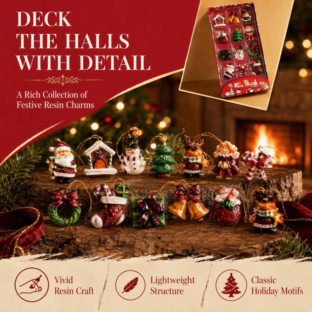 Snowman Design Xmas Ornaments Santa Motif Resin Charms Tree Hanging Decor Tree Decoration