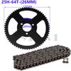 25H Kette Kettenblatt 144/158 Glieder 25H 62/64/66/68/72/74/76 26mm Hinteres Kettenblatt Geeignet für Minimotorrad 47cc 49cc