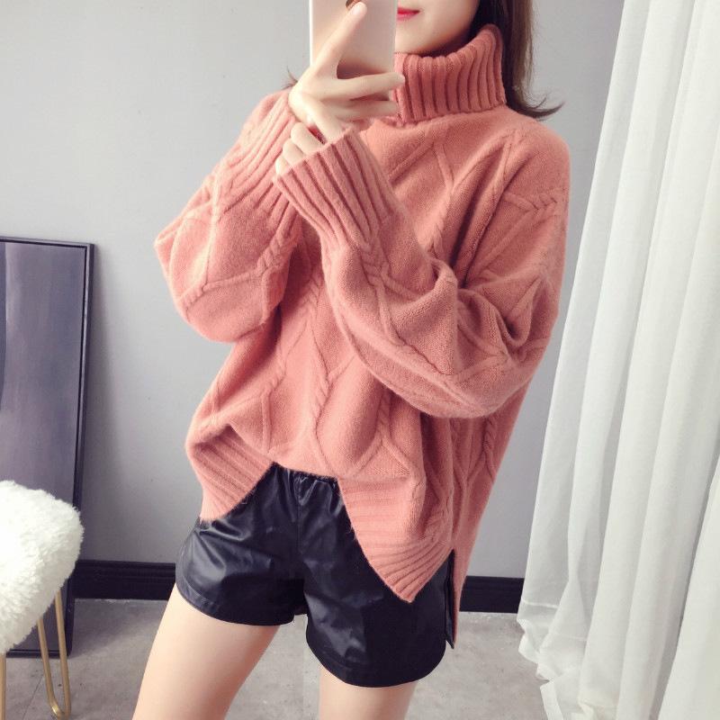 Autumn and Winter High Neck Sweater for Women Loose Pullover Sweater Long Sleeved Sweater for Women