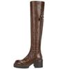 Grape Mom Studiolee Legs Fine Girl~ Washed Horse Skin Round Head Skinny Thick Bottom Thick Heel Over Knee Boots Women
