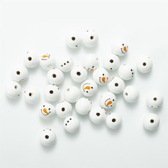 Snowman Bead Garland Exquisite Adorable Wood Rustic White Christmas Snowman Bead for Home Decor