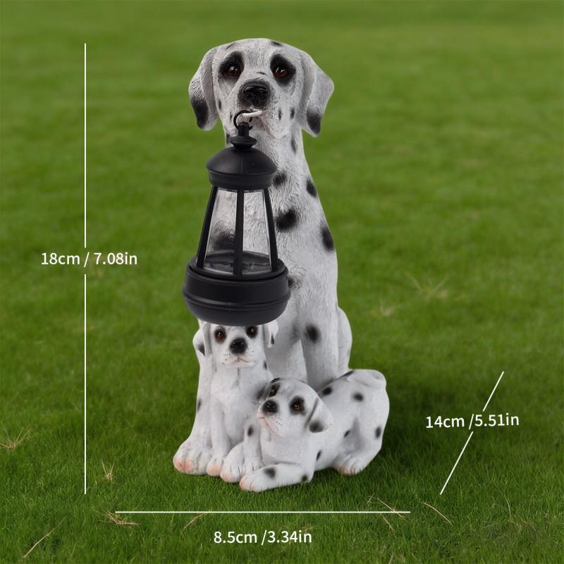 Solar-Powered Dog Garden Decor Outdoor Lawn Ornament Resin Statue Yard Patio Decoration
