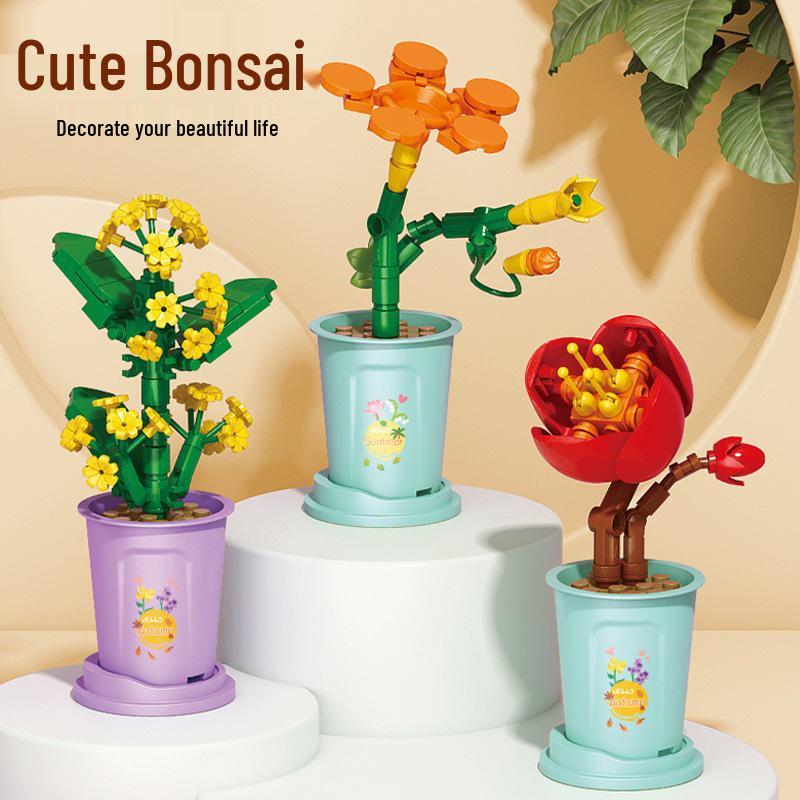 Lele Brothers Zodiac Flower Pot Building Blocks for Kids