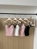 Women's Polka Dot Camisole Top with Fixed Straps, Chest Pads, Bow Knot & Lace Trim