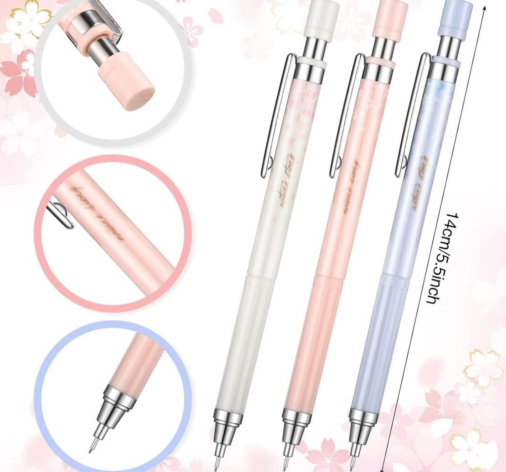 Sakura Mechanical Pencils Sakura Mechanical Pencils 3 Easy To Write Mechanical Pencils for Junior High School HB Pencil Lead 3 Pack for Writing