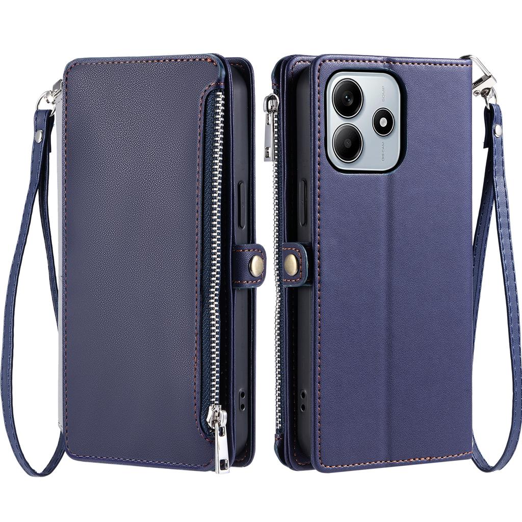 Dla Xiaomi Redmi Note 14 4G (164,84 mm) Etui z TPU + PU, skórzane, portfelowe etui na telefon z paskiem na nadgarstek