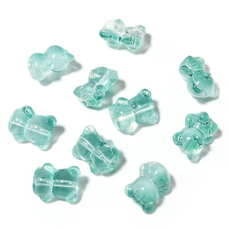 20pcs/lot Mini Small Bear Glass Beads For Jewelry Making Colored Charm Loose Lampwork Beads DIY Handmade Bracelet Necklace Gift