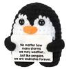 Handmade Crochet Penguin Plush Toy Soft Yarn Stuffed Animal Amigurumi Penguin Doll with Embroidered Sign for Home Decor and Gift