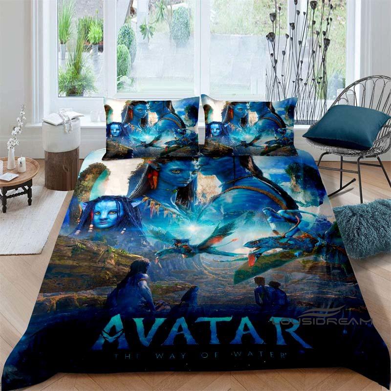 The Avatar: The Way of Water Print Bedding Set Includes 1 Duvet Cover and 2 Pillowcases, Offering Luxurious Comfort.