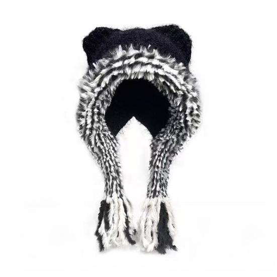 Women Hat Bear Ear Design Thickened Plush Ear Protection Hat Skiing Camping Travel Autumn Winter Headwear